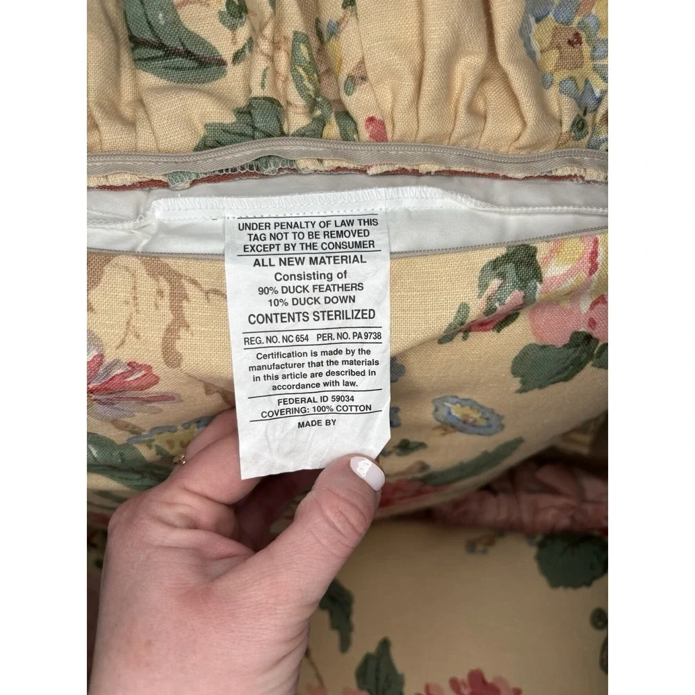 VTG Floral Shabby Chic Ruffled Corded Pillows 18x18 Set of 3 Granny/Cottage Core